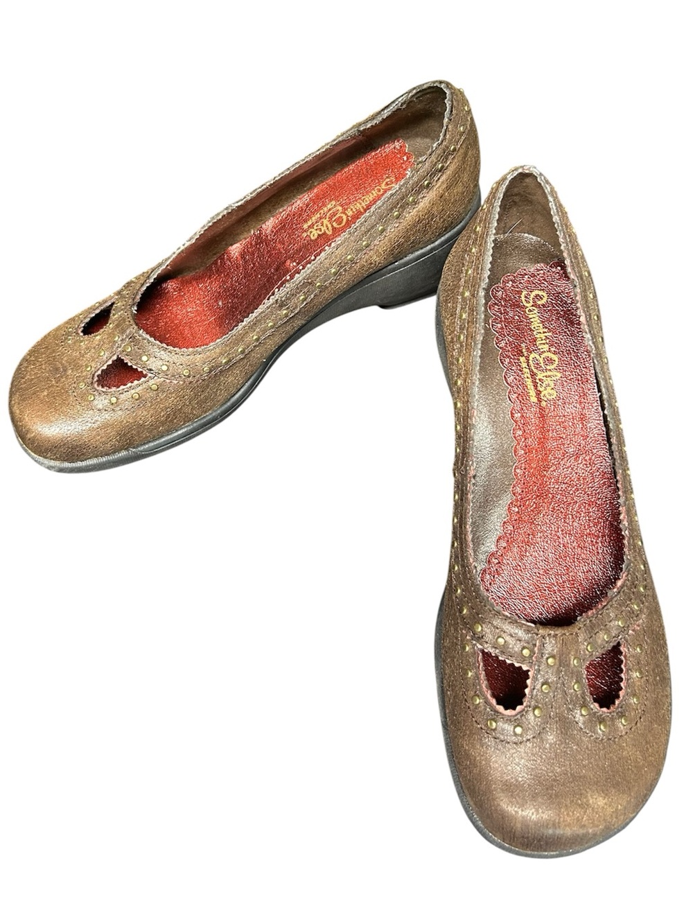 Something Else by Sketchers Brown Women's Slip-On Wedges, size 6